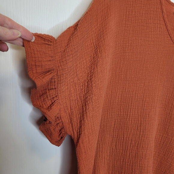 Beaumont Organic Arabella Gauze Vneck Top S Paprika Rust - Picture 4 of 8